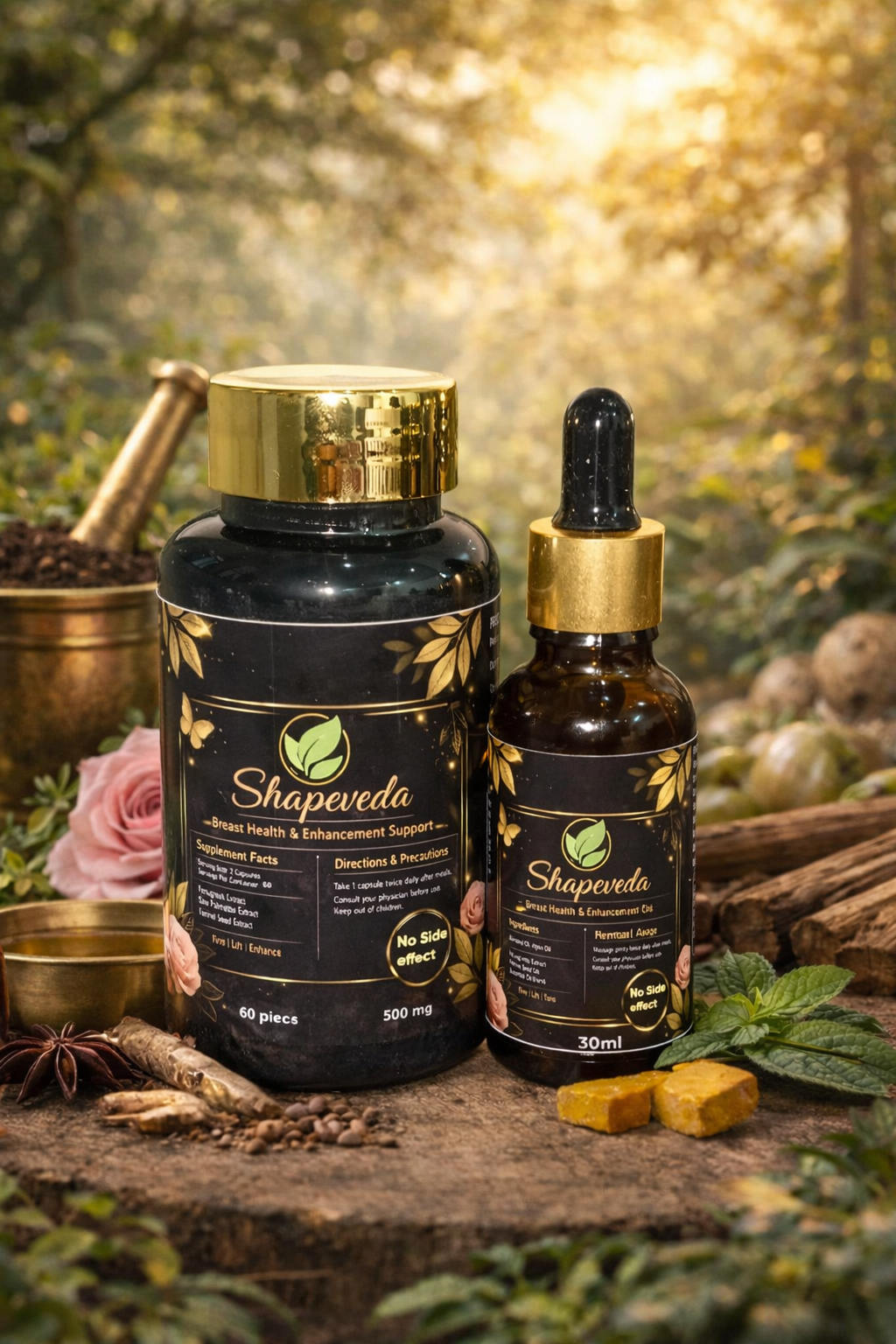 ShapeVeda Breast Care Capsules + Breast Care Oil